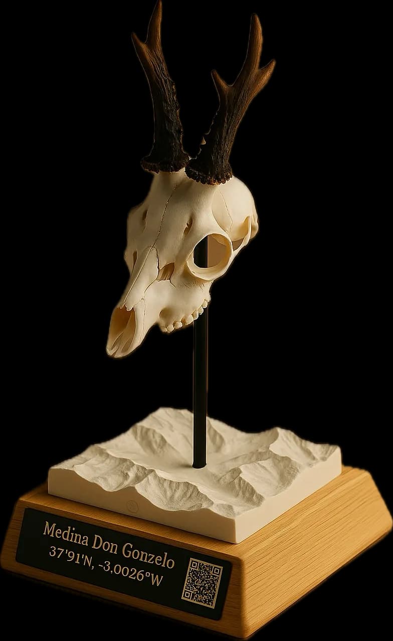 Base personalizada para trofeo de caza con relieve topográfico 3D